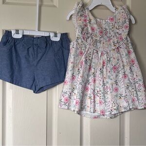 Tommy Bahama NWT Girls 5T Floral Top and Chambray Short Set